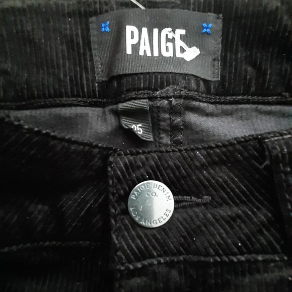PAIGE High Rise Lou Lou Corduroy Flare Jeans - Black - Size 25/XS - Picture 5 of 5